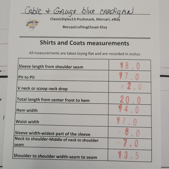 Cable and Gauge 3/4 sleeve cardigan blue and black polka dot size small - Picture 7 of 7